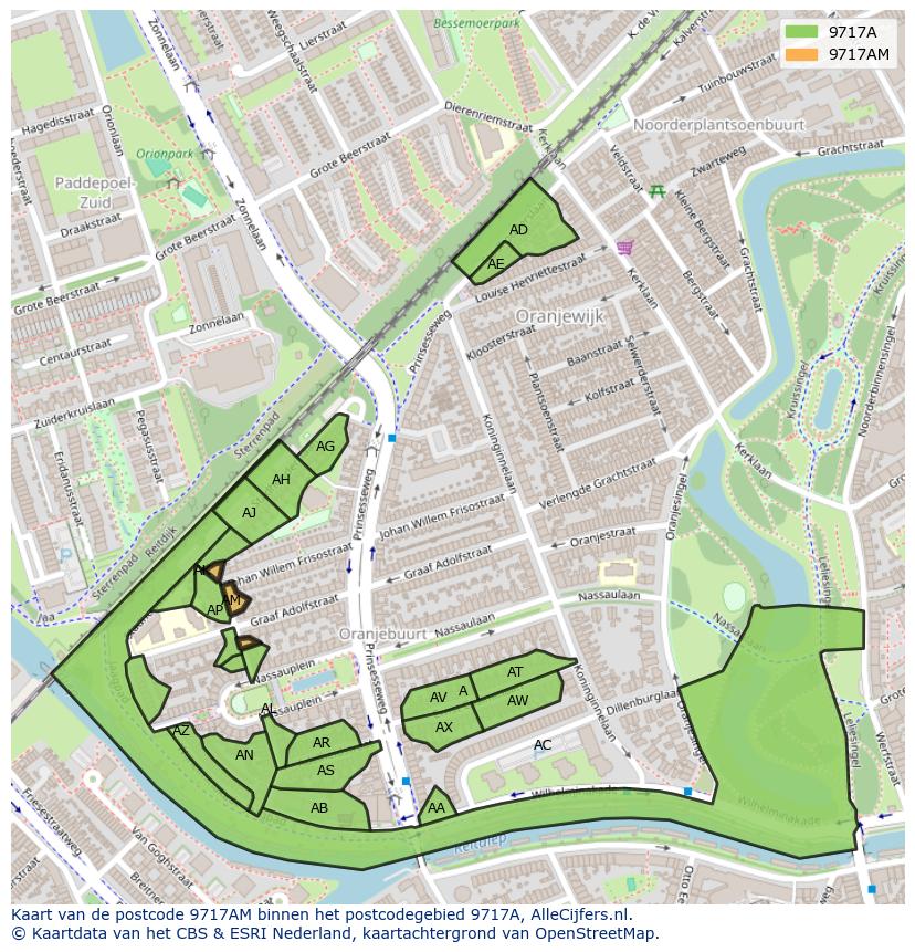 Afbeelding van het postcodegebied 9717 AM op de kaart.