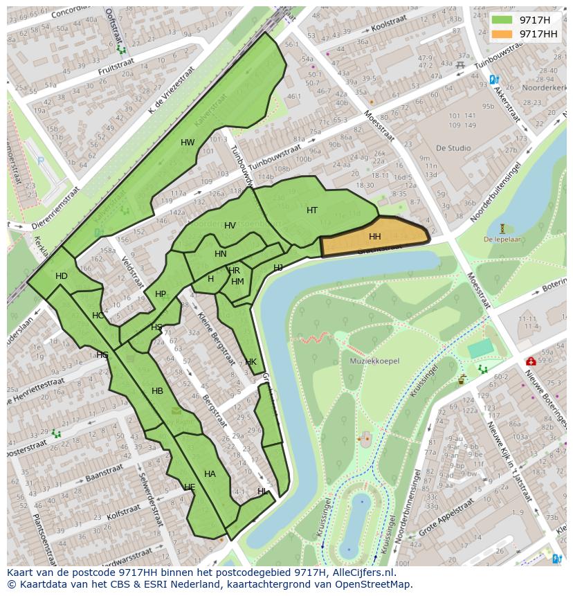 Afbeelding van het postcodegebied 9717 HH op de kaart.
