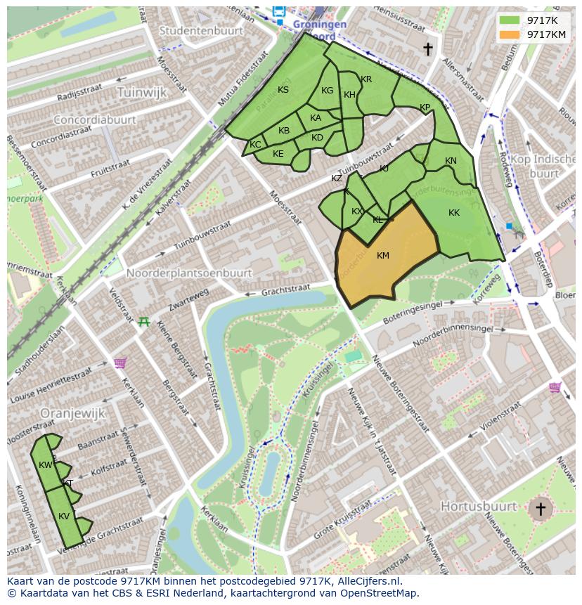 Afbeelding van het postcodegebied 9717 KM op de kaart.