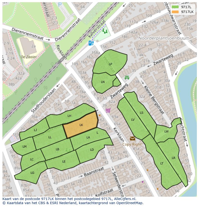Afbeelding van het postcodegebied 9717 LK op de kaart.
