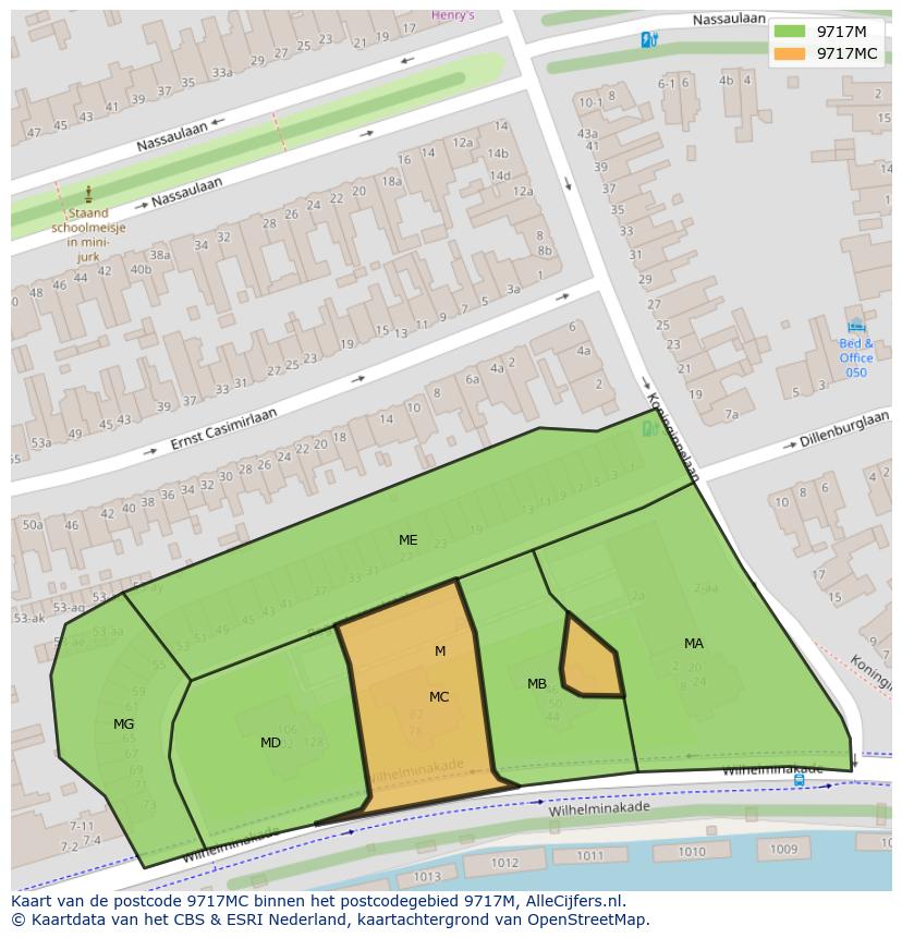 Afbeelding van het postcodegebied 9717 MC op de kaart.