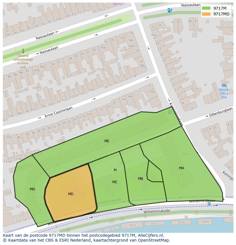 Afbeelding van het postcodegebied 9717 MD op de kaart.