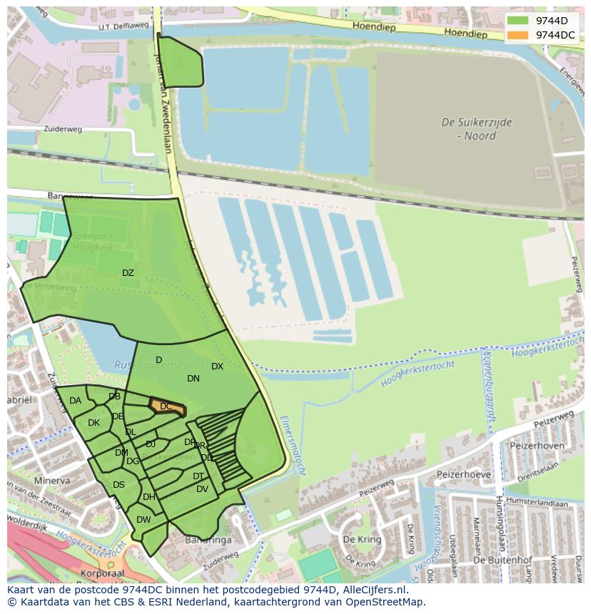 Afbeelding van het postcodegebied 9744 DC op de kaart.