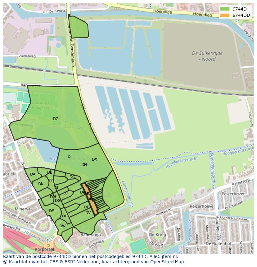 Afbeelding van het postcodegebied 9744 DD op de kaart.