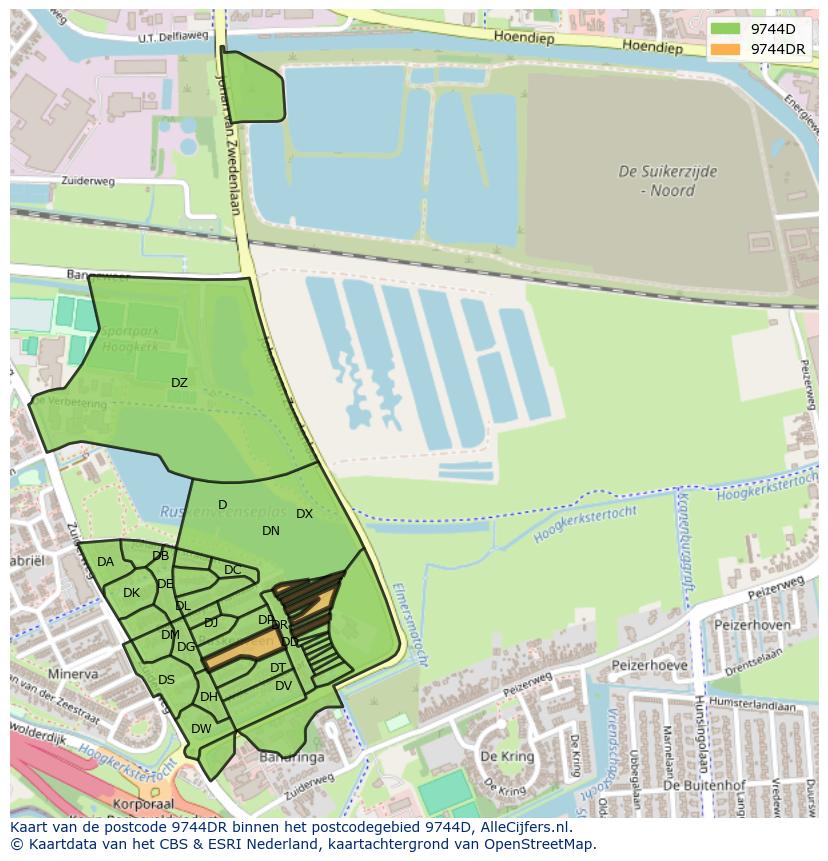 Afbeelding van het postcodegebied 9744 DR op de kaart.