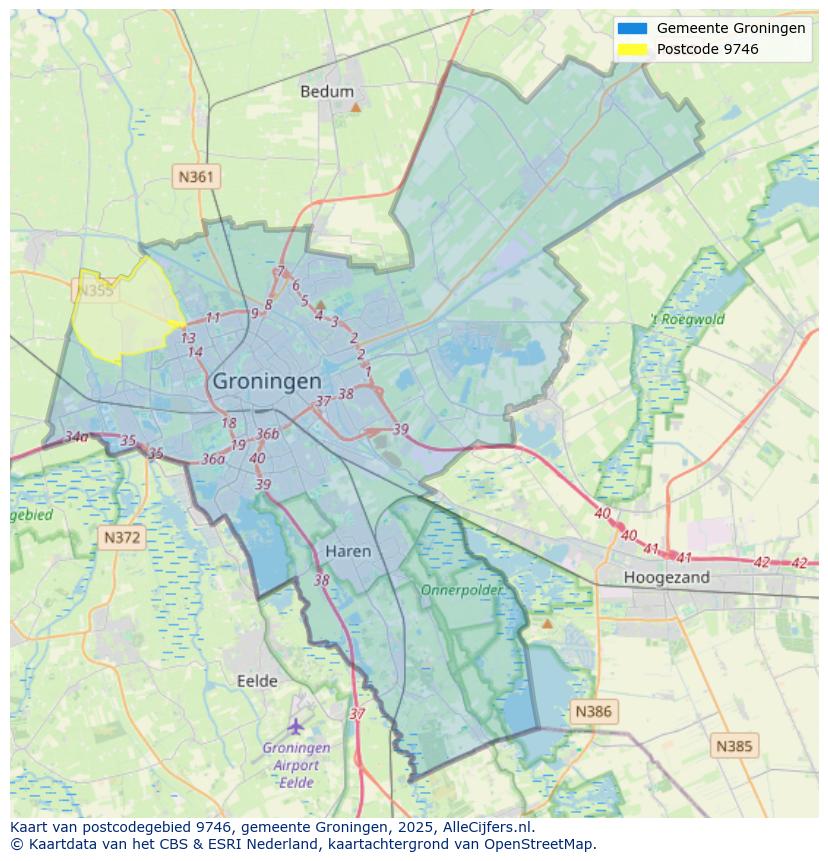 Afbeelding van het postcodegebied 9746 op de kaart.