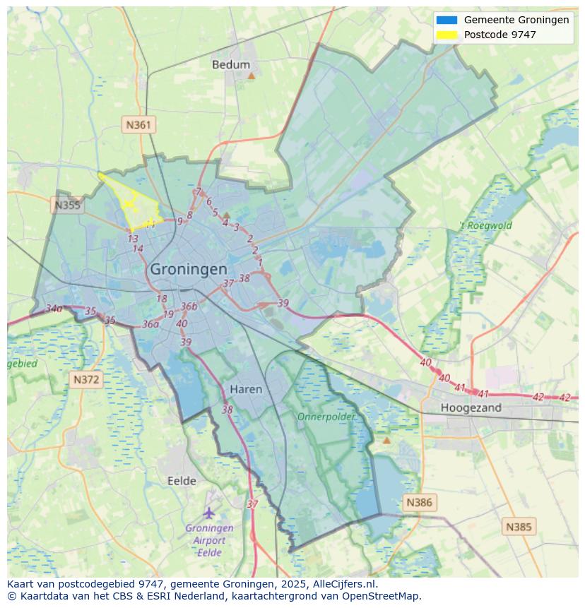 Afbeelding van het postcodegebied 9747 op de kaart.