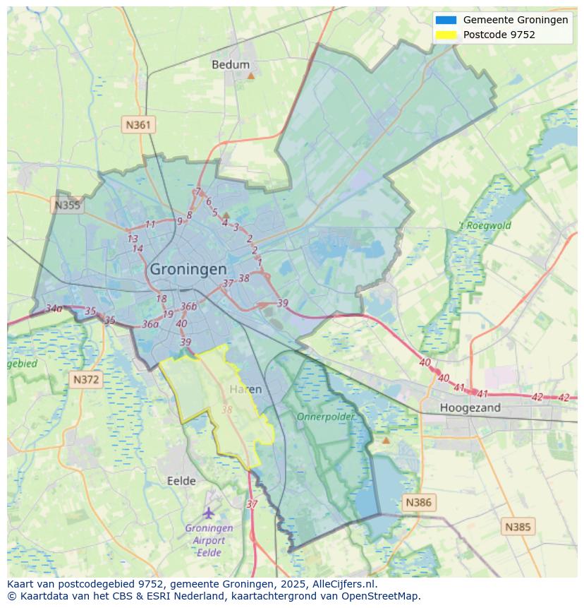 Afbeelding van het postcodegebied 9752 op de kaart.