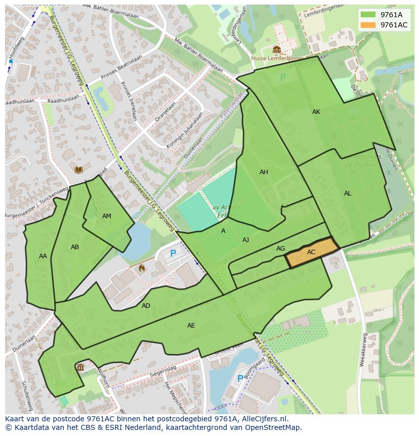 Afbeelding van het postcodegebied 9761 AC op de kaart.