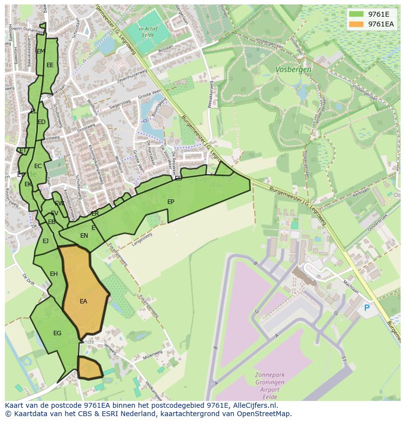 Afbeelding van het postcodegebied 9761 EA op de kaart.