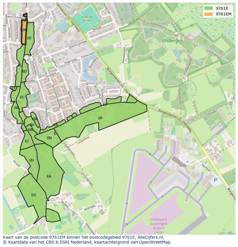 Afbeelding van het postcodegebied 9761 EM op de kaart.