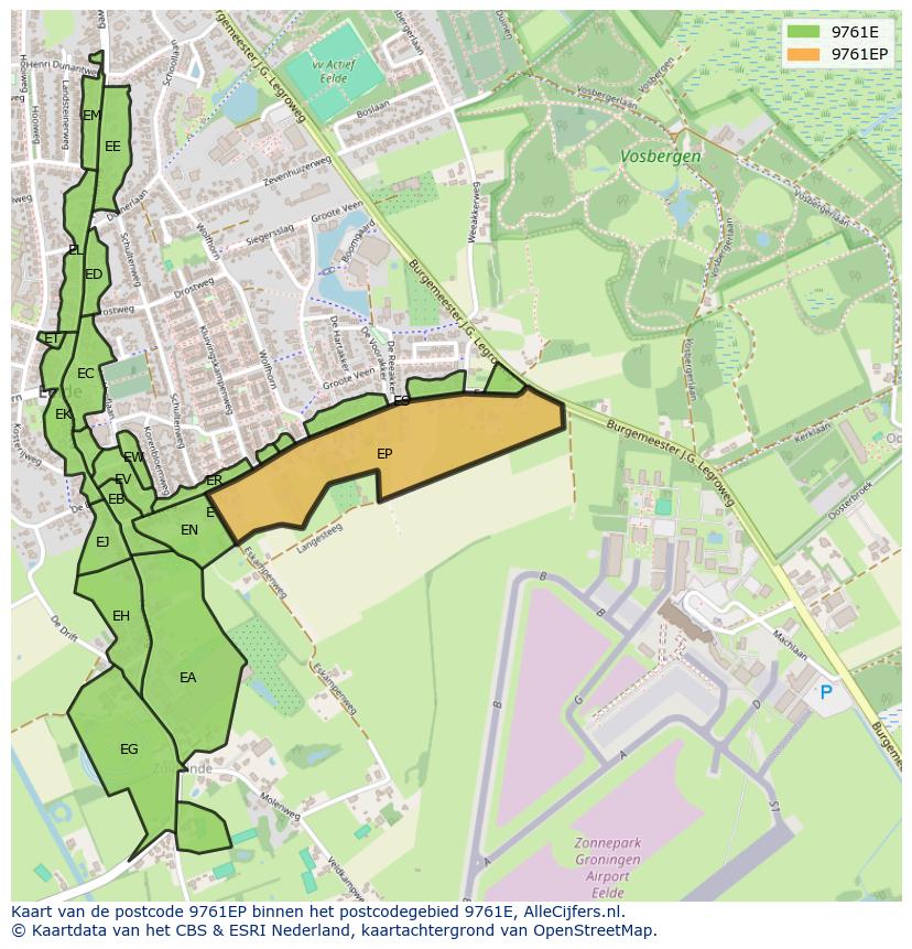 Afbeelding van het postcodegebied 9761 EP op de kaart.