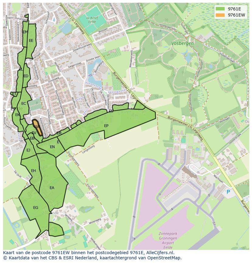 Afbeelding van het postcodegebied 9761 EW op de kaart.