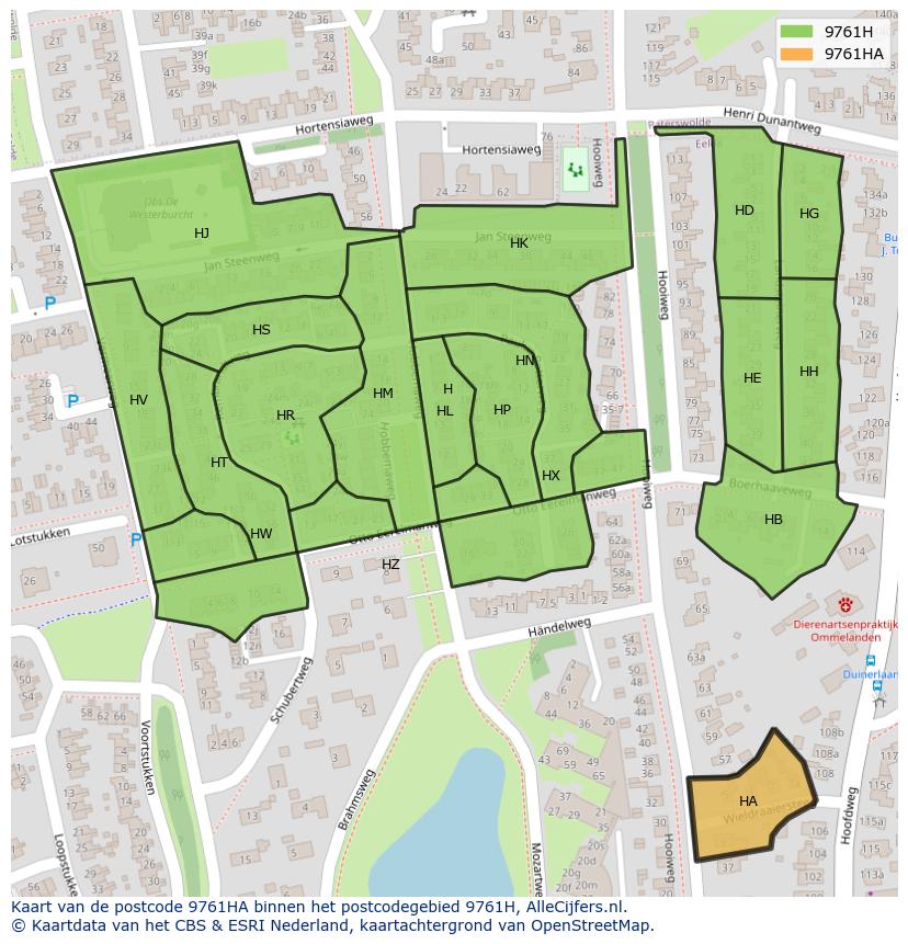 Afbeelding van het postcodegebied 9761 HA op de kaart.