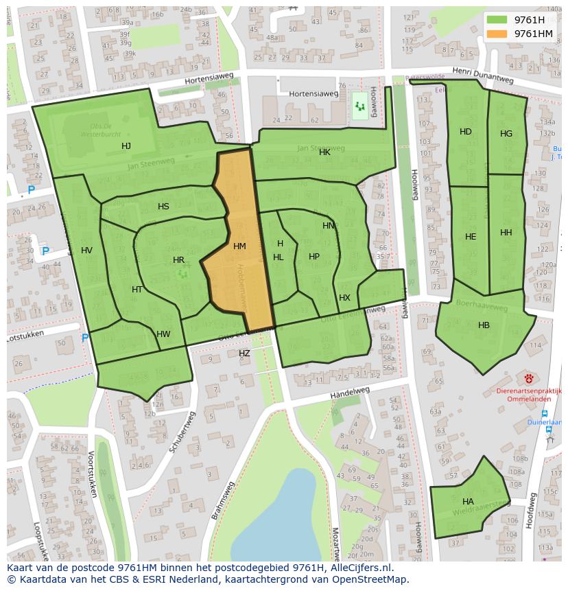 Afbeelding van het postcodegebied 9761 HM op de kaart.