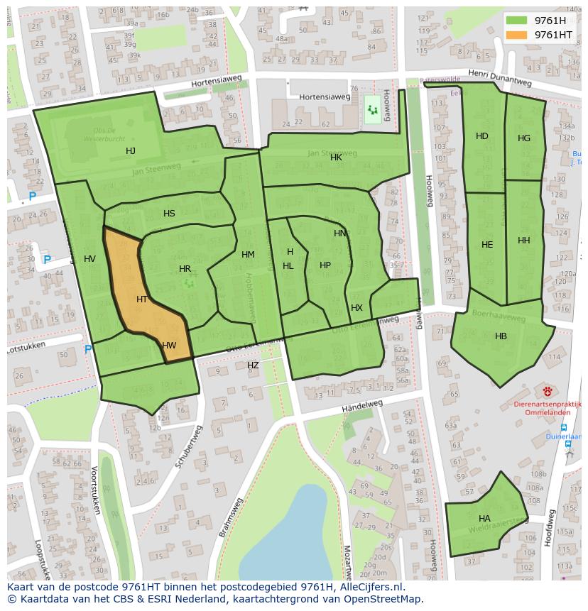 Afbeelding van het postcodegebied 9761 HT op de kaart.