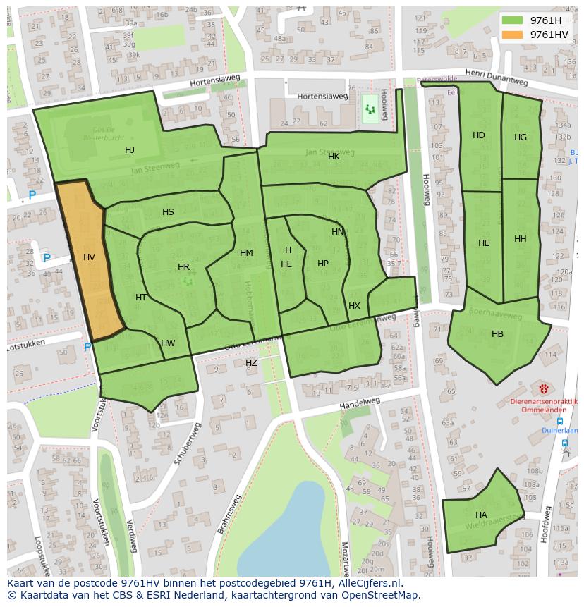 Afbeelding van het postcodegebied 9761 HV op de kaart.