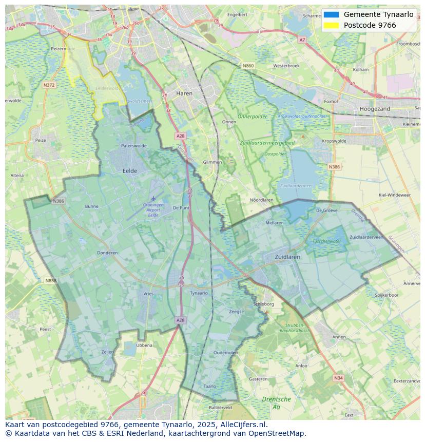Afbeelding van het postcodegebied 9766 op de kaart.