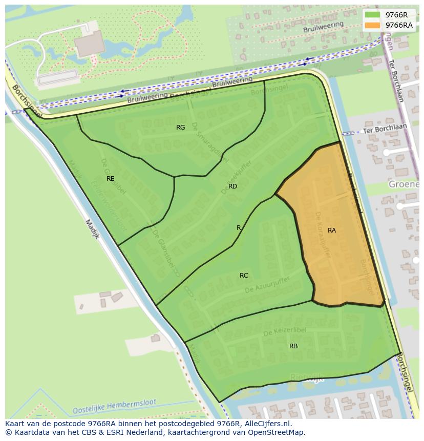 Afbeelding van het postcodegebied 9766 RA op de kaart.