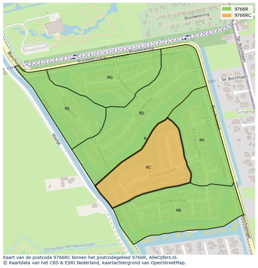 Afbeelding van het postcodegebied 9766 RC op de kaart.
