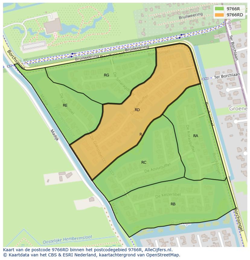 Afbeelding van het postcodegebied 9766 RD op de kaart.
