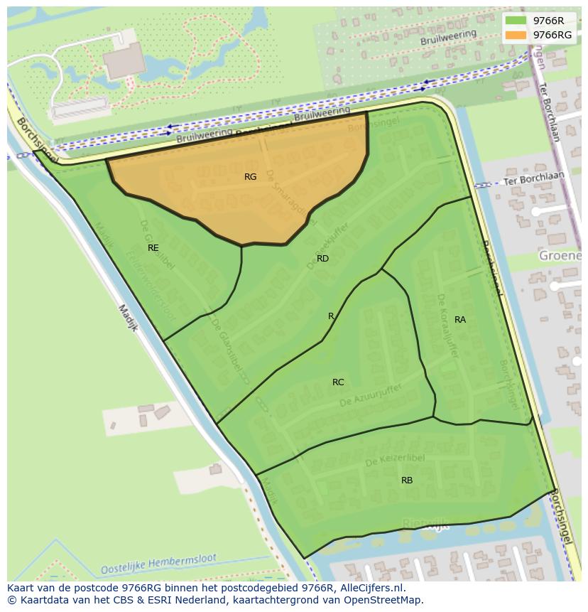 Afbeelding van het postcodegebied 9766 RG op de kaart.