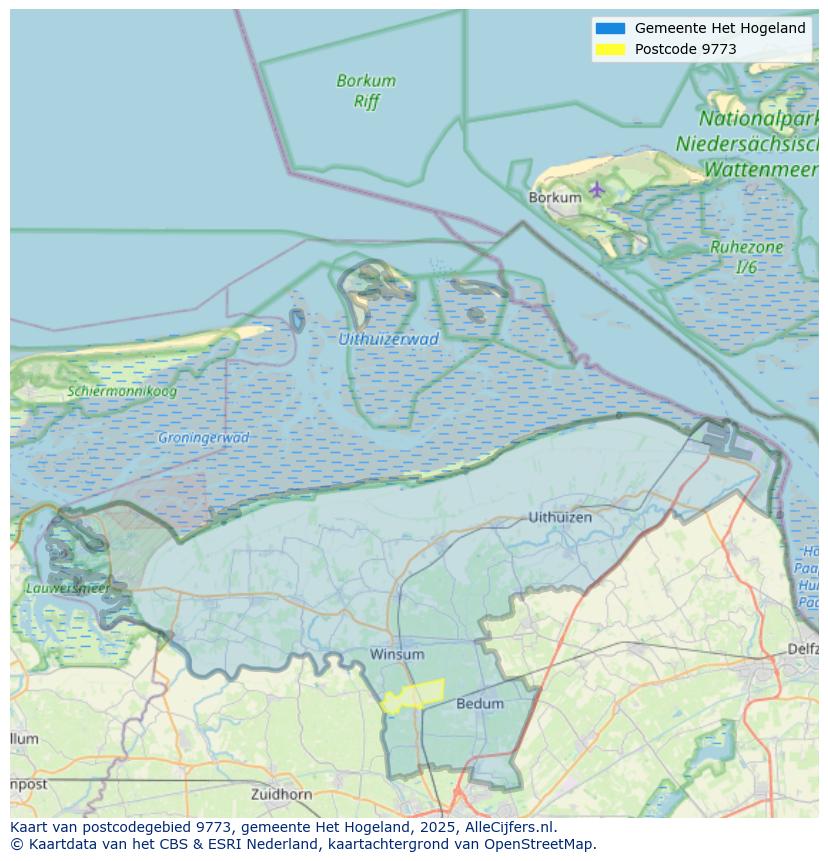 Afbeelding van het postcodegebied 9773 op de kaart.
