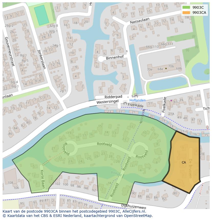 Afbeelding van het postcodegebied 9903 CA op de kaart.
