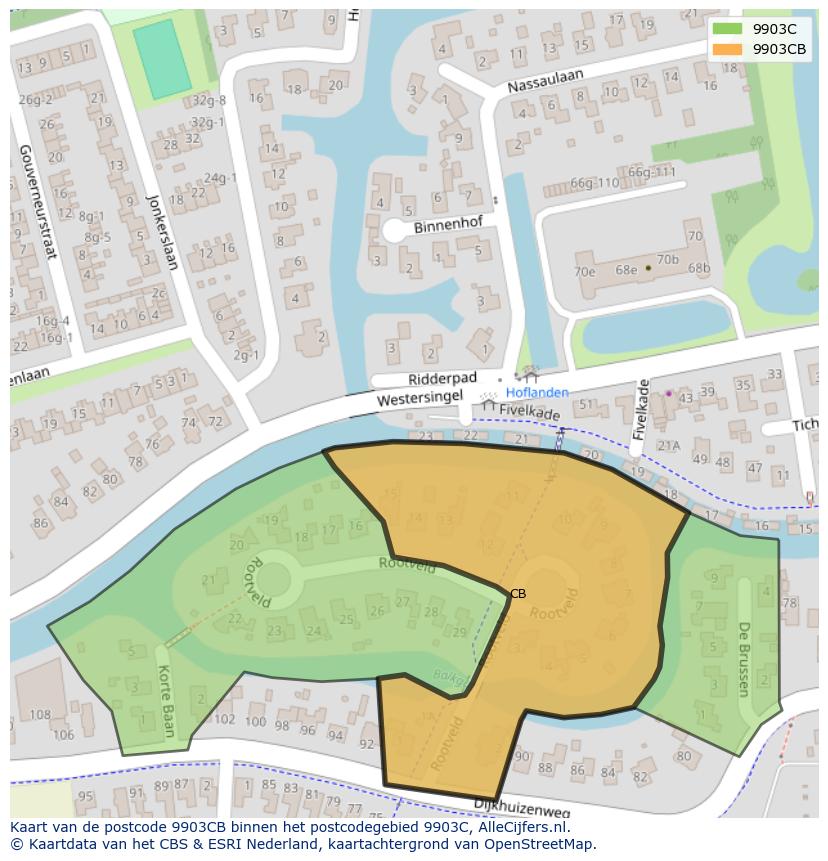 Afbeelding van het postcodegebied 9903 CB op de kaart.