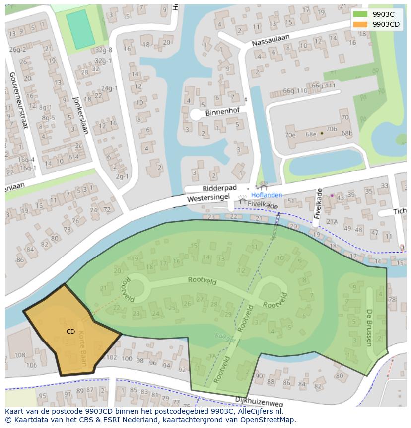 Afbeelding van het postcodegebied 9903 CD op de kaart.