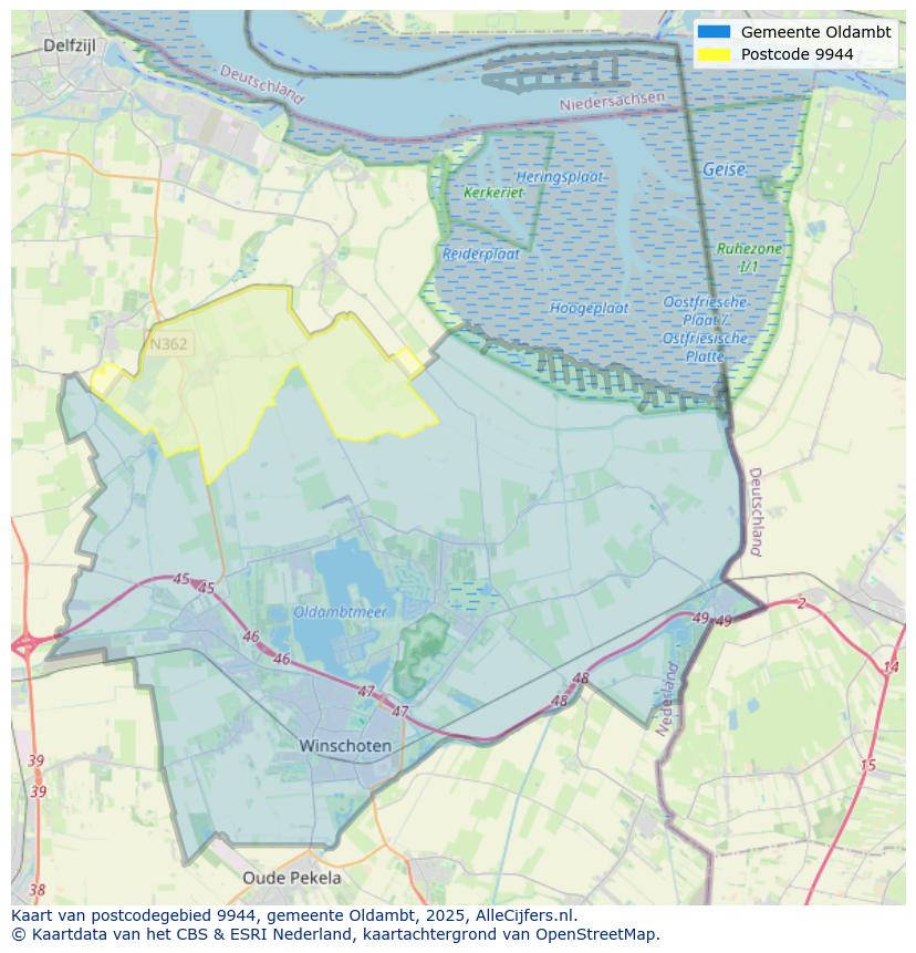 Afbeelding van het postcodegebied 9944 op de kaart.