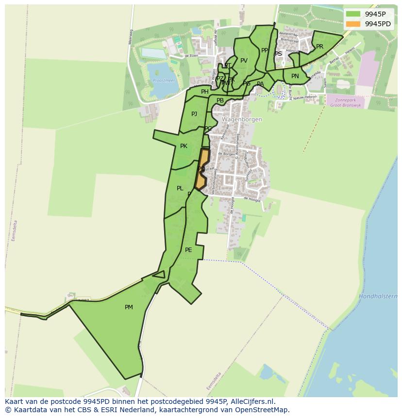 Afbeelding van het postcodegebied 9945 PD op de kaart.