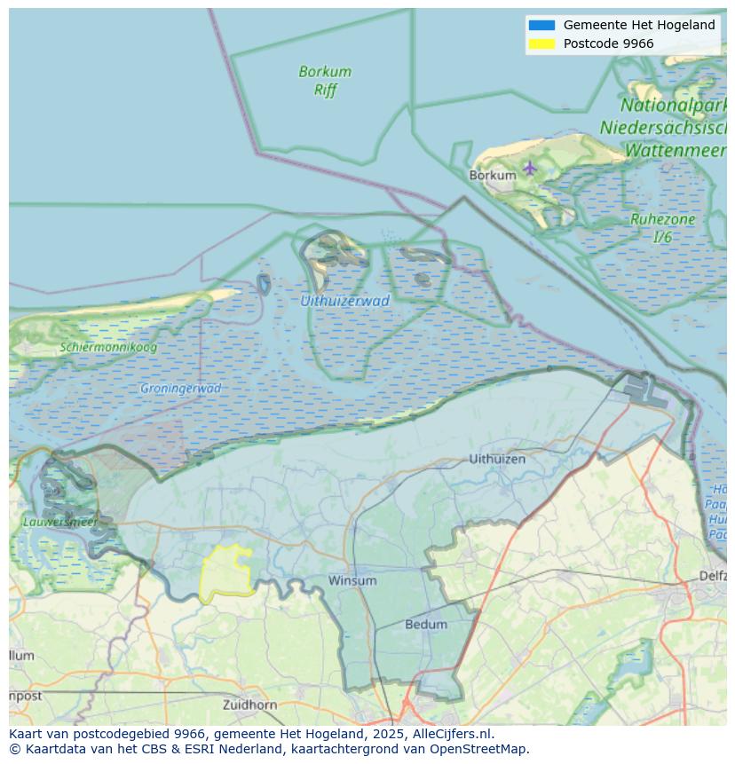 Afbeelding van het postcodegebied 9966 op de kaart.