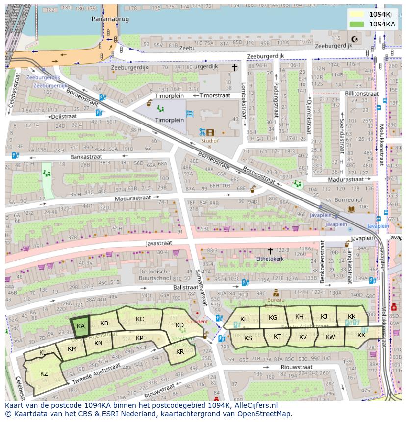 Afbeelding van het postcodegebied 1094 KA op de kaart.