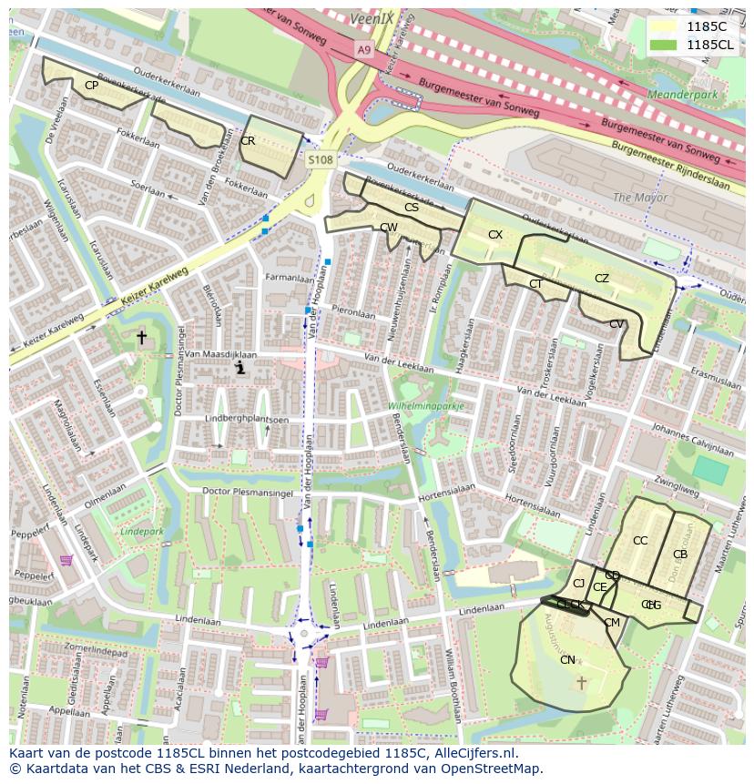 Afbeelding van het postcodegebied 1185 CL op de kaart.