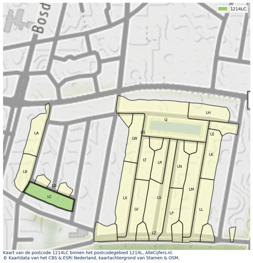 Afbeelding van het postcodegebied 1214 LC op de kaart.