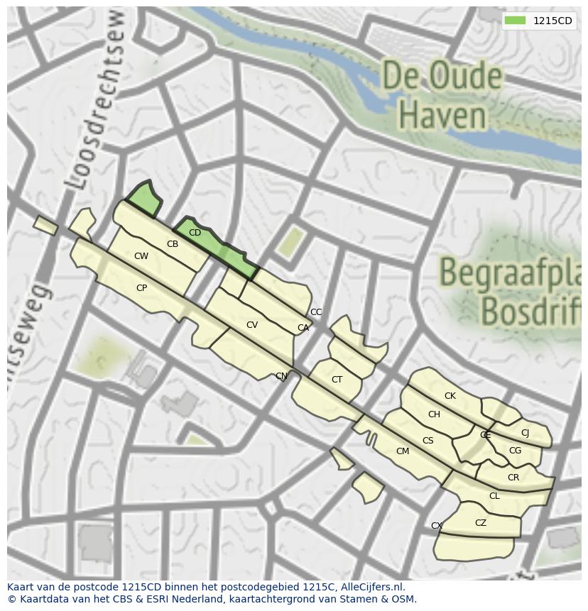 Afbeelding van het postcodegebied 1215 CD op de kaart.