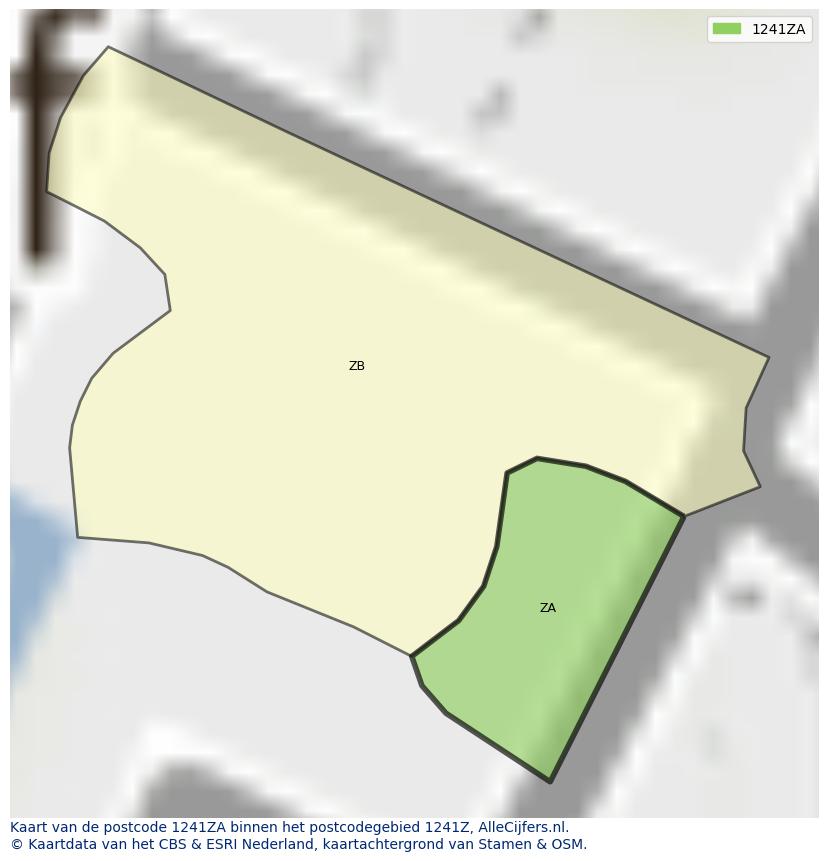 Afbeelding van het postcodegebied 1241 ZA op de kaart.