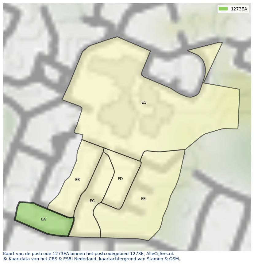 Afbeelding van het postcodegebied 1273 EA op de kaart.