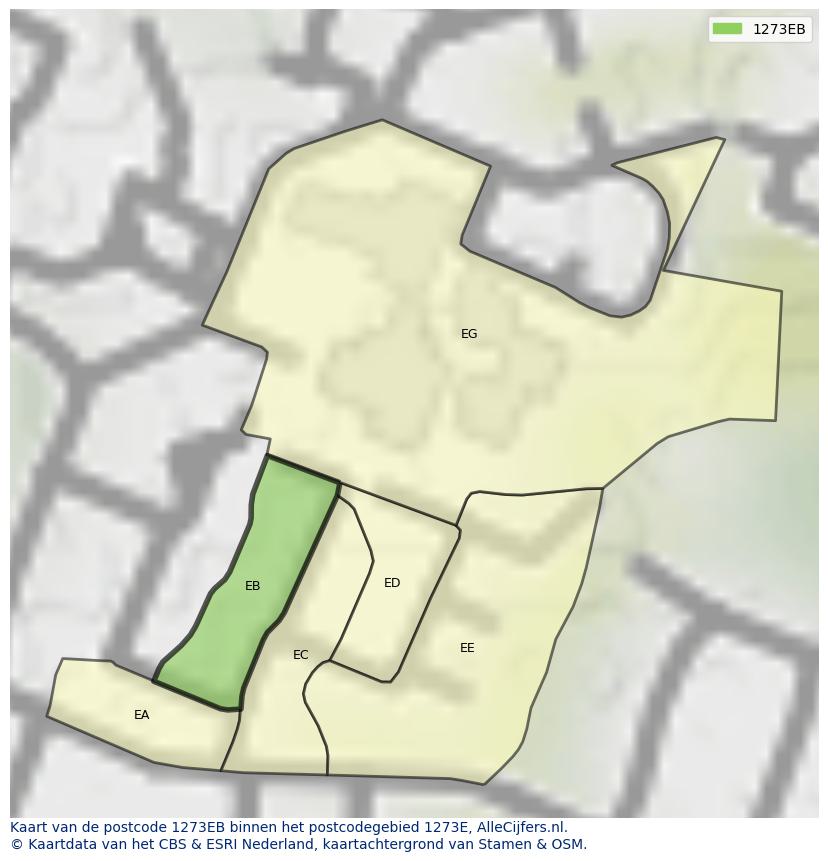 Afbeelding van het postcodegebied 1273 EB op de kaart.