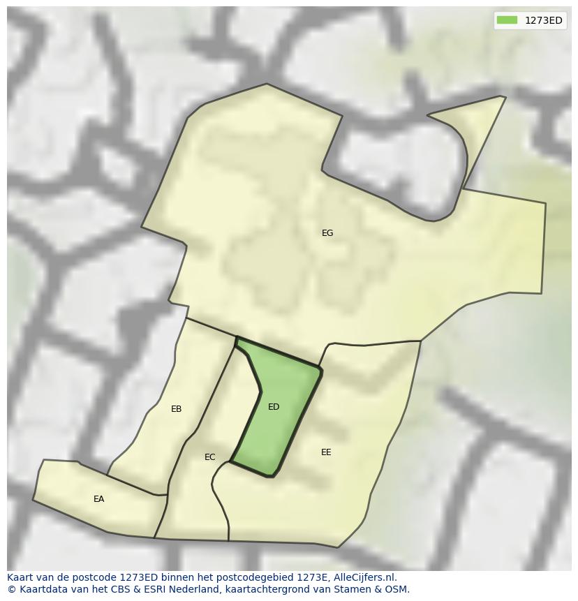 Afbeelding van het postcodegebied 1273 ED op de kaart.