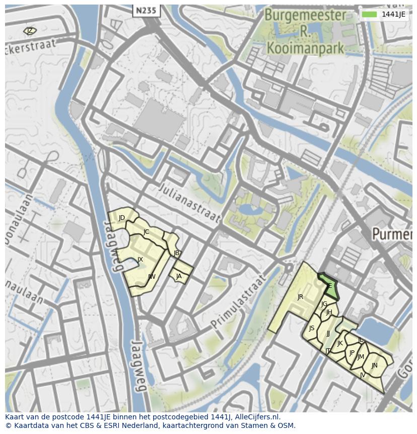Afbeelding van het postcodegebied 1441 JE op de kaart.