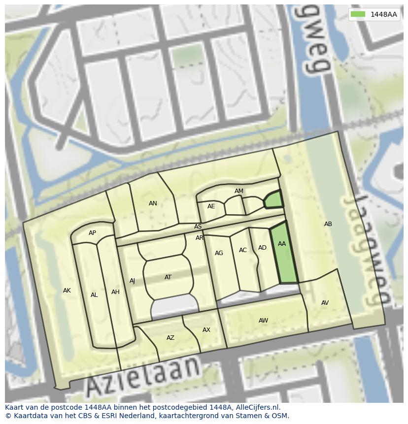 Afbeelding van het postcodegebied 1448 AA op de kaart.