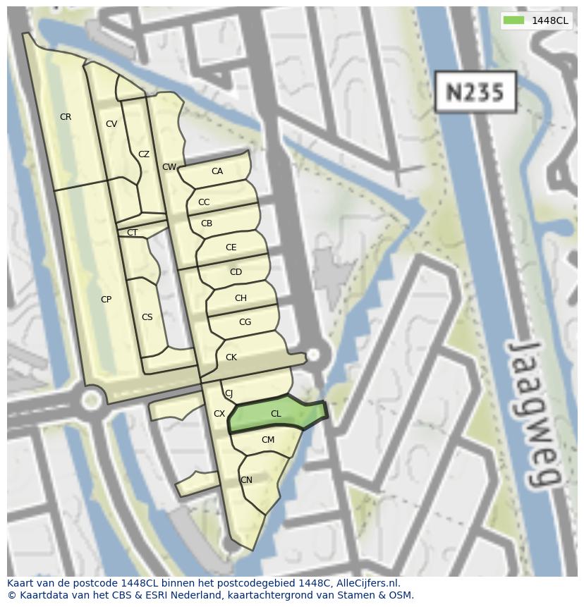 Afbeelding van het postcodegebied 1448 CL op de kaart.