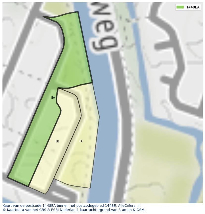 Afbeelding van het postcodegebied 1448 EA op de kaart.