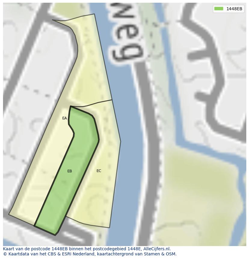Afbeelding van het postcodegebied 1448 EB op de kaart.