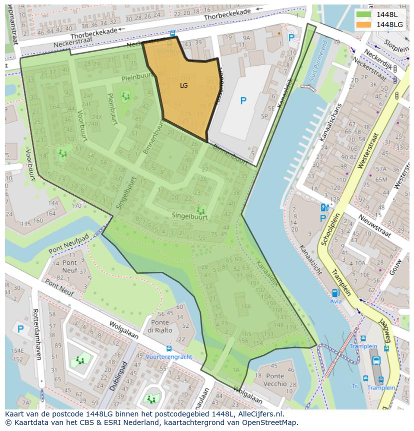 Afbeelding van het postcodegebied 1448 LG op de kaart.