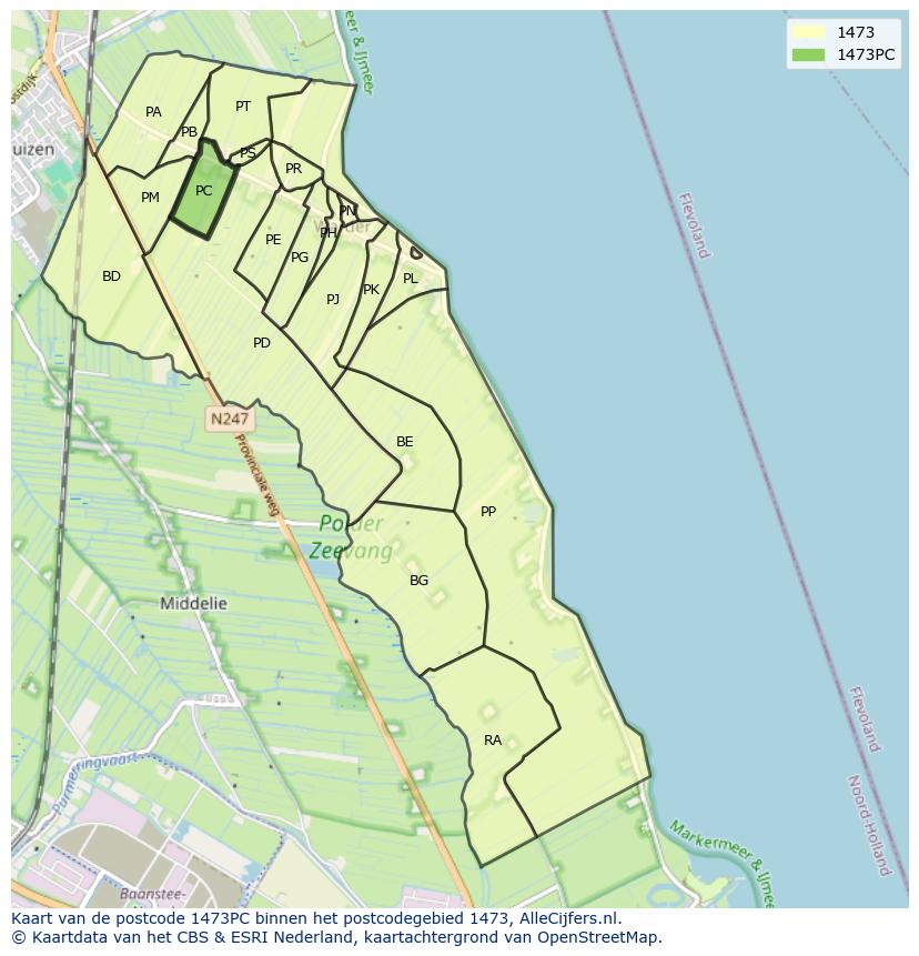 Afbeelding van het postcodegebied 1473 PC op de kaart.