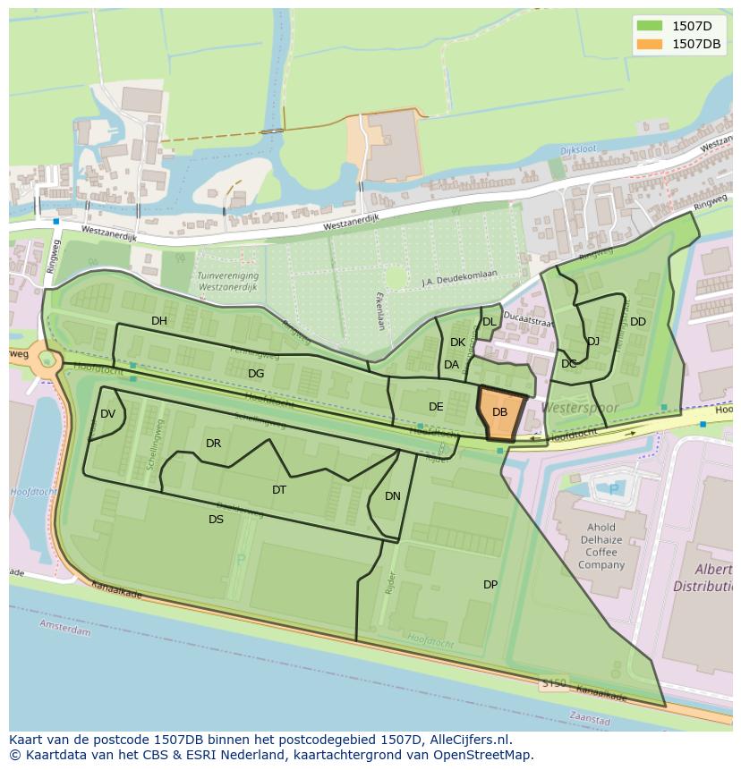 Afbeelding van het postcodegebied 1507 DB op de kaart.