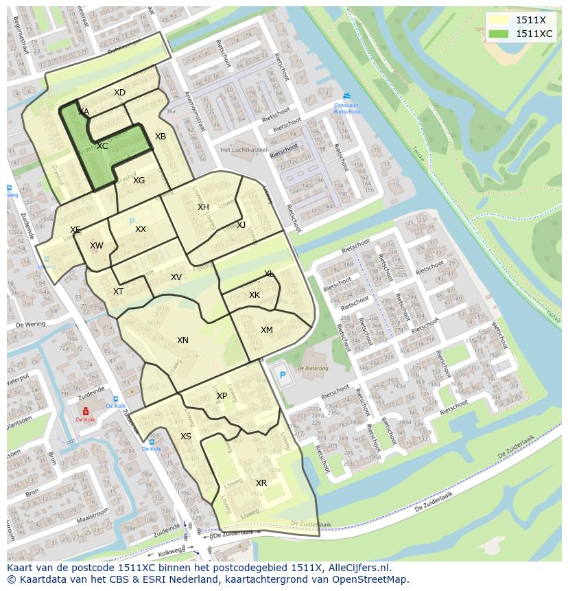 Afbeelding van het postcodegebied 1511 XC op de kaart.